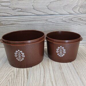Tupperware 1298 1297 Brown Servalier Canister‎  Container